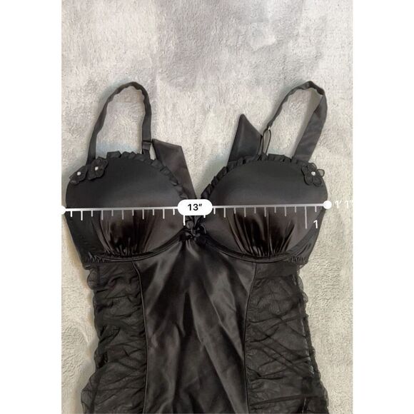 Victorias Secret Black w/ Rhinestones 34C Babydoll Gown - Picture 8 of 9